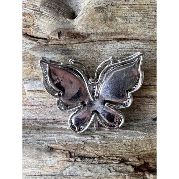 Vintage Sterling Silver Butterfly Pendant With Black Enamel Detailing 7.42g - Picture 2 of 6